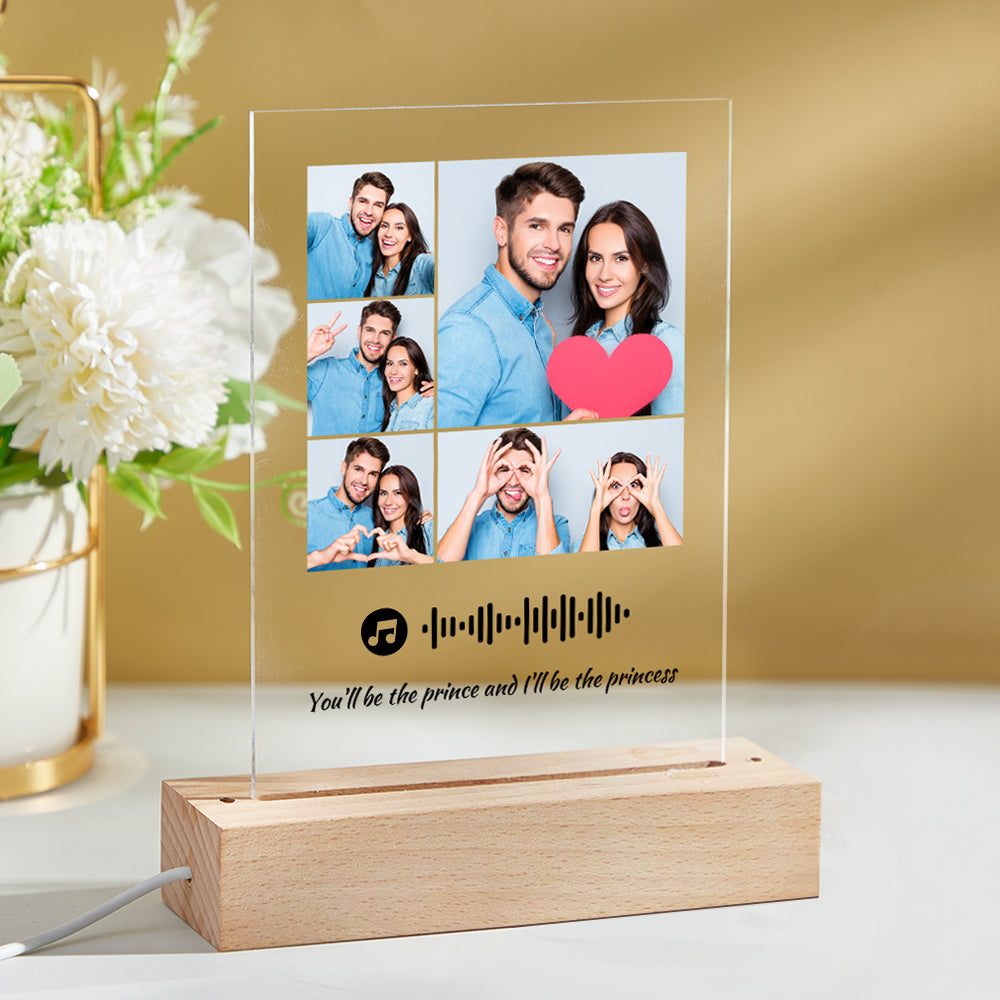 Personalizowana tablica ze zdjęciem i kodem muzycznym, prezent dla ukochanej