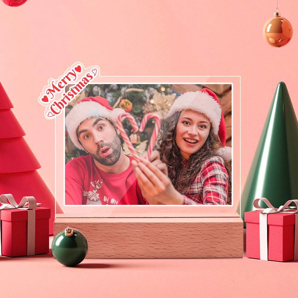 Personalizowana lampka LED z zdjęciem na biurko dla pary na Święta