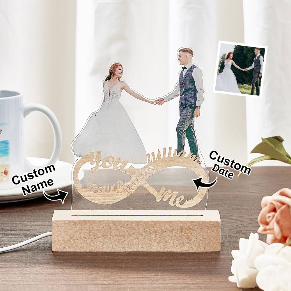 Personalizowana lampka nocna z zdjęciem dla pary na Walentynki