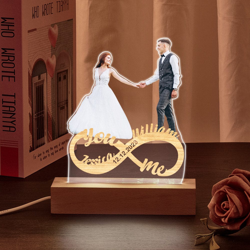 Personalizowana lampka nocna z zdjęciem dla pary na Walentynki
