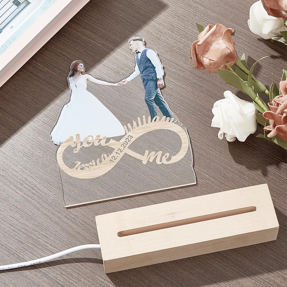 Personalizowana lampka nocna z zdjęciem dla pary na Walentynki