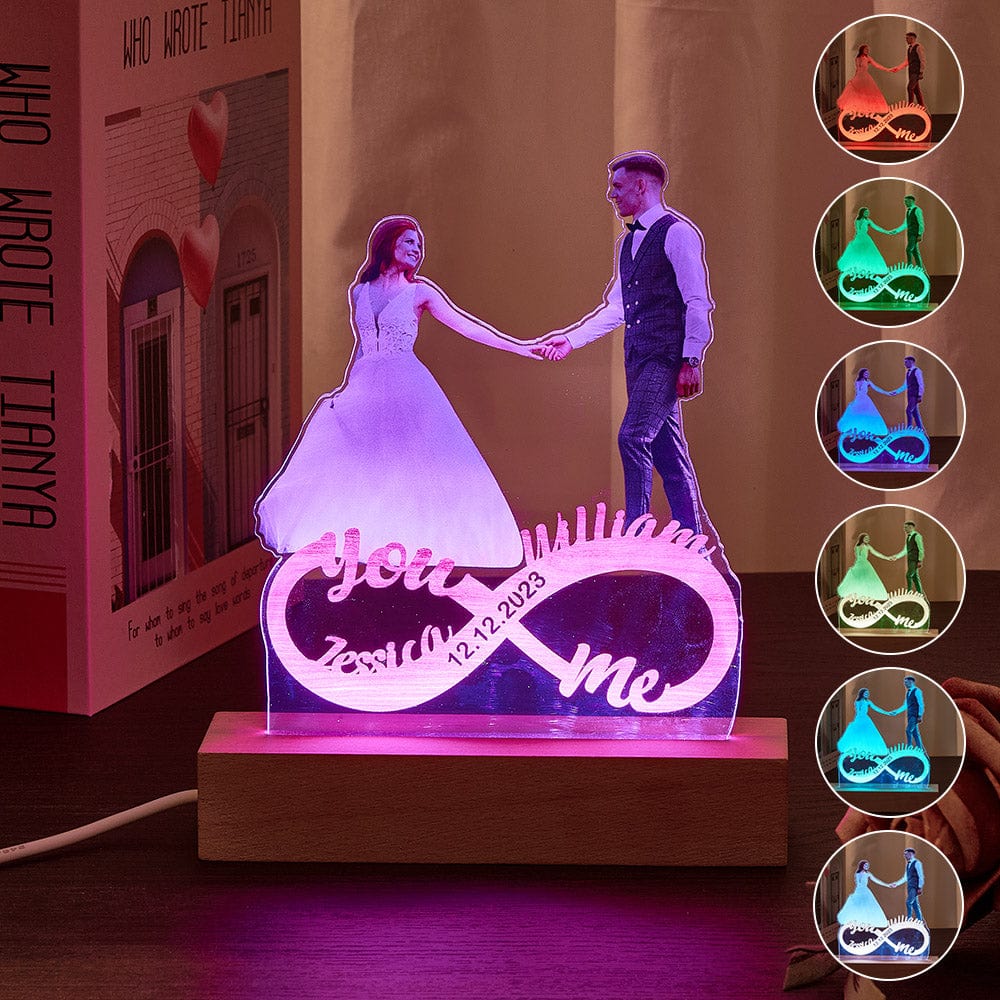 Personalizowana lampka nocna z zdjęciem dla pary na Walentynki