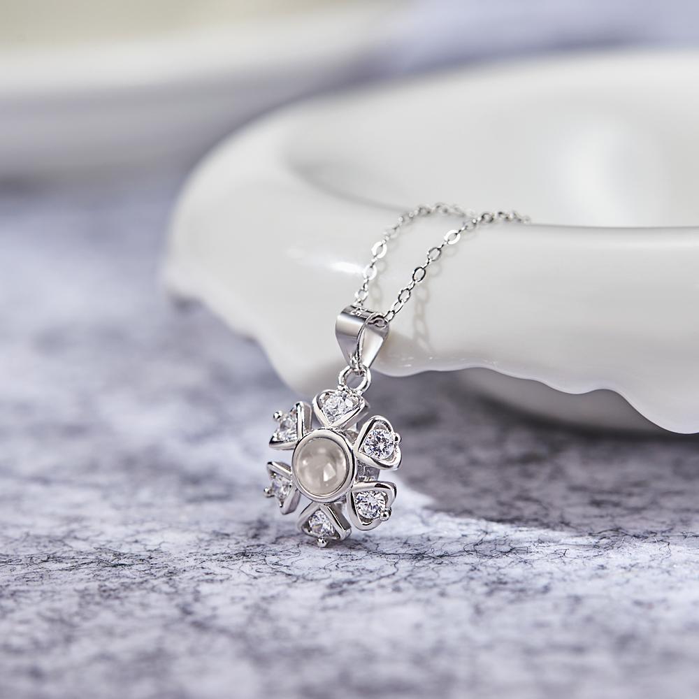 Custom Projection Necklace Personalized Flower Photo Necklace 925 Sterling Silver