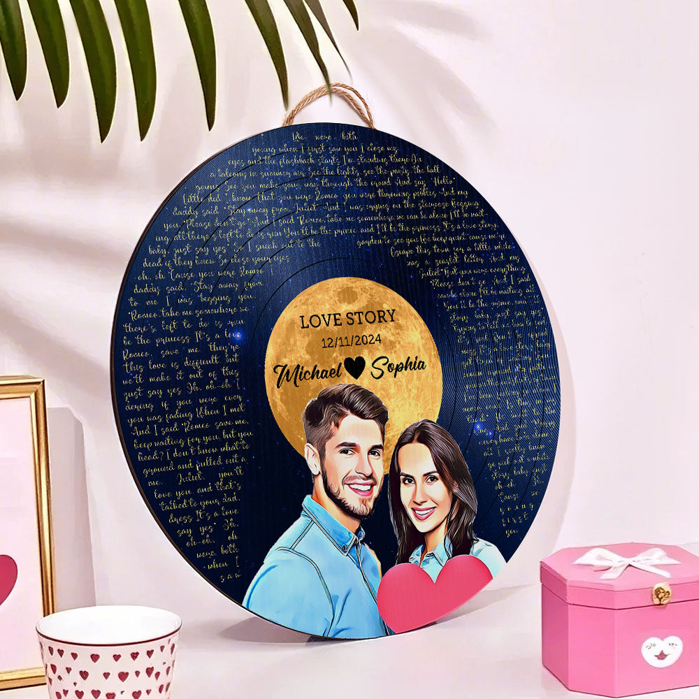 Personalizowany drewniany znak z tekstem piosenki na prezent dla ukochanej