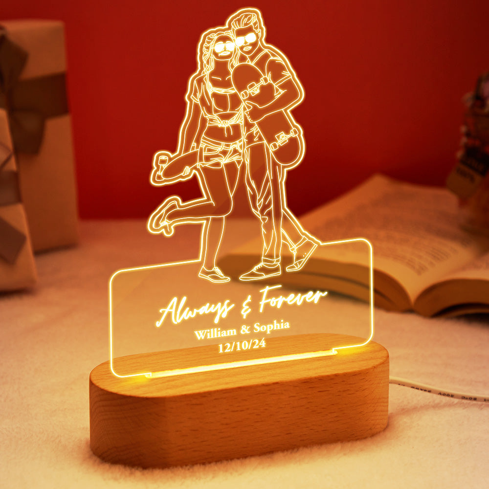 Personalizowana lampa nocna z portretem, prezent dla ukochanej na rocznicę