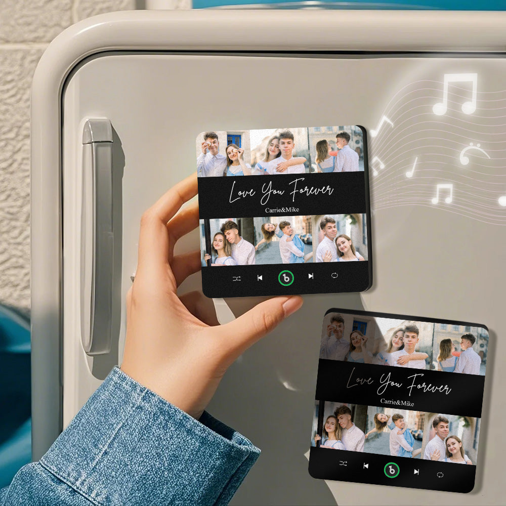 FridgeBeats Frameless Custom Photos Text Music Fridge Magnet Special for Valentine's Day New 4.0 Upgrade Colorful Album Sticker