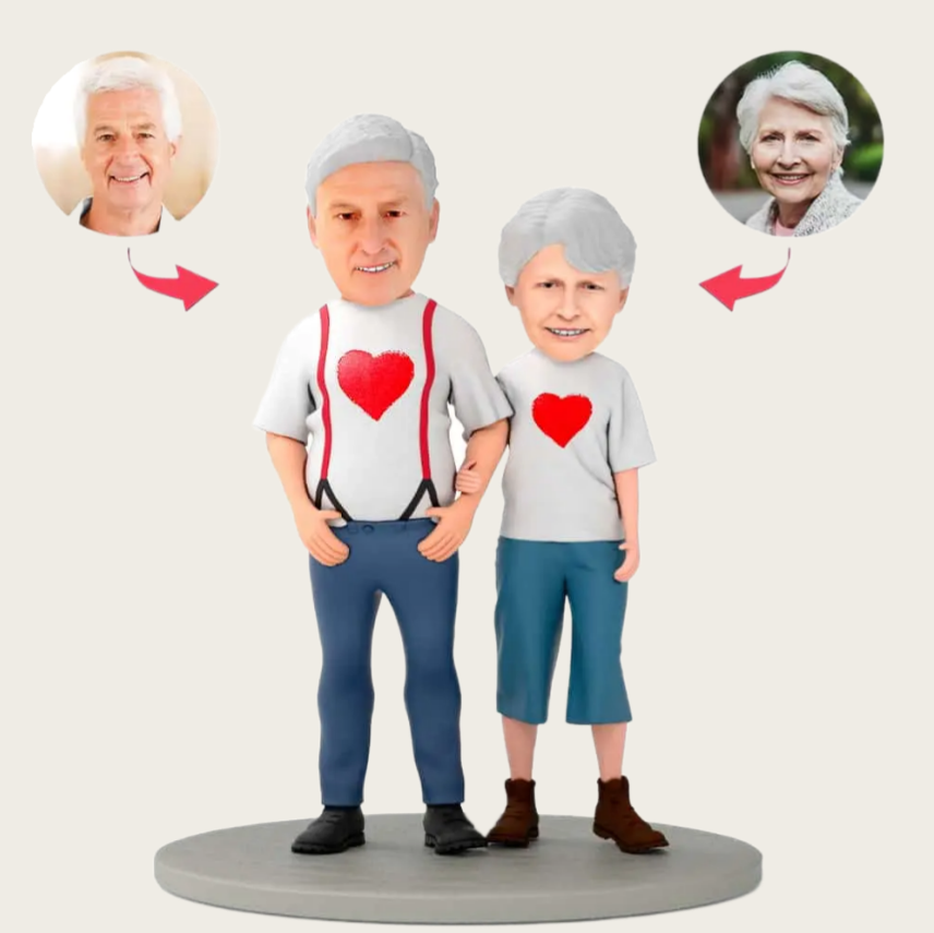 Głowy bobble na Dzień Babci i Dziadka, prezent dla dziadków z grawerem