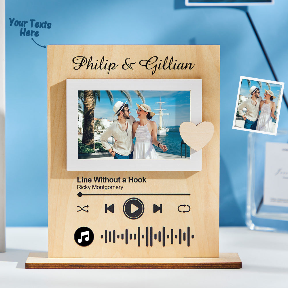 Personalizowana ramka na zdjęcia z kodem muzycznym, prezent na Walentynki