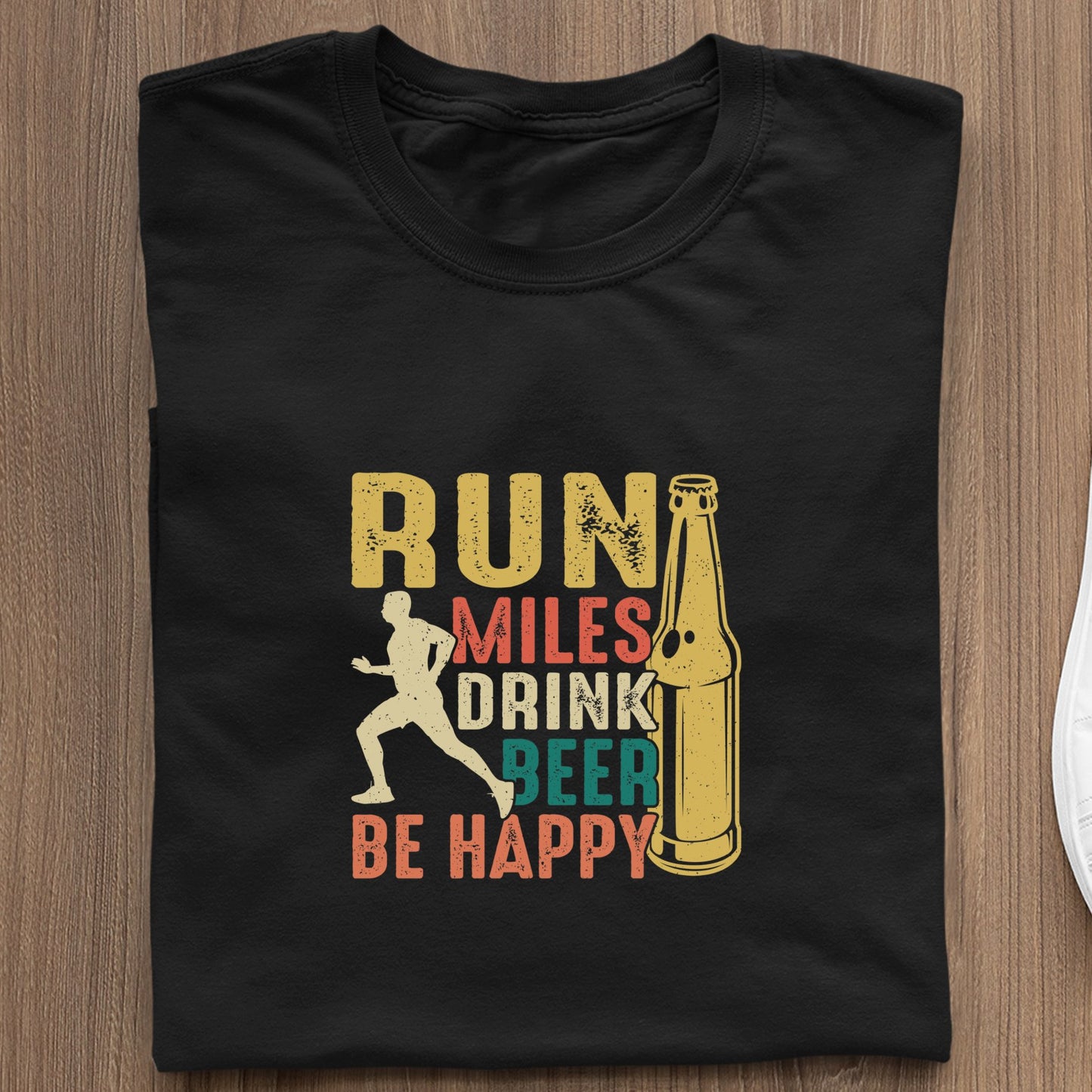 Koszulka Run Miles Drink Beer Be Happy