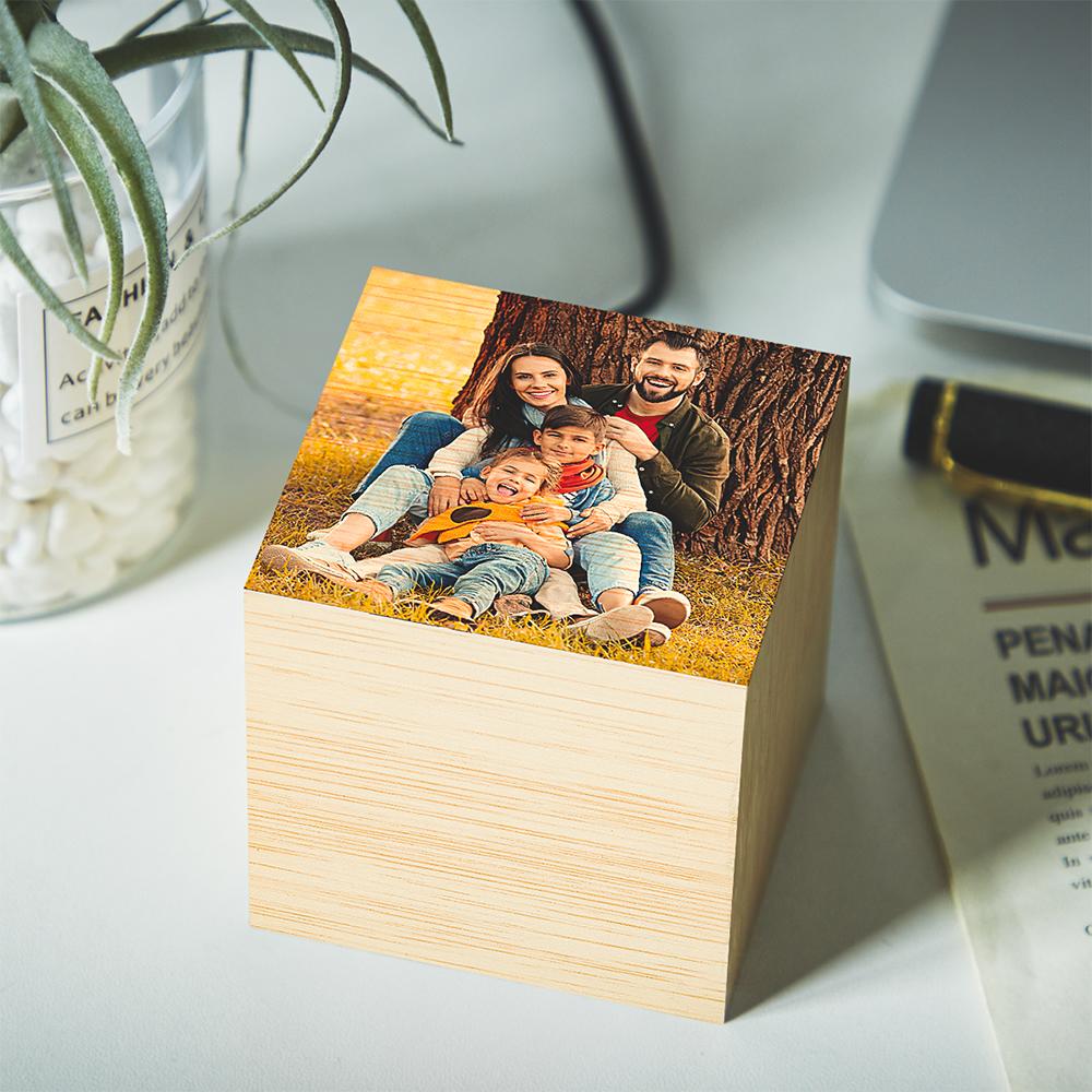 Personalizowany drewniany budzik LED z zdjęciem na prezent dla niej lub niego