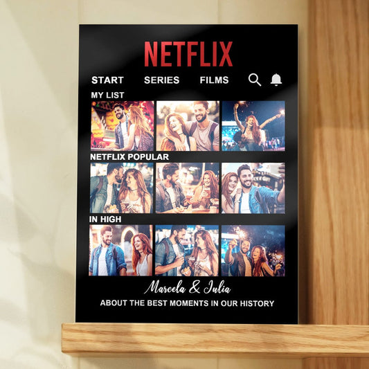 Personalizowana tablica z filmem NETFLIX na prezent rocznicowy do domu