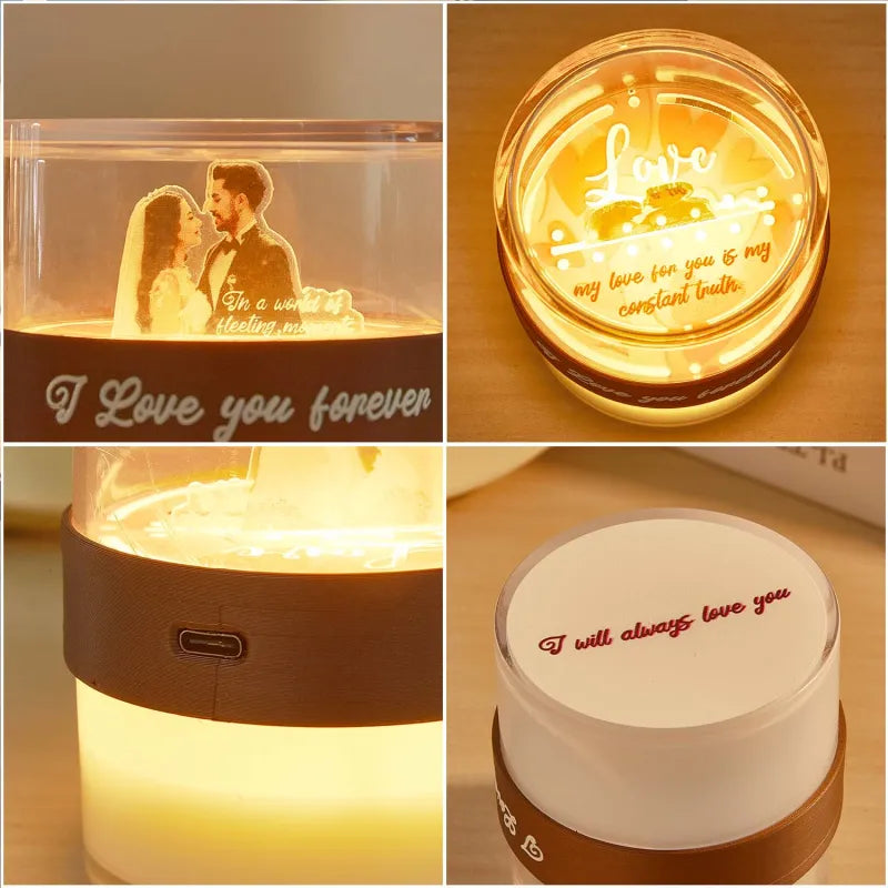 Personalizowana lampka nocna w kształcie klepsydry na rocznicę prezent dla niej