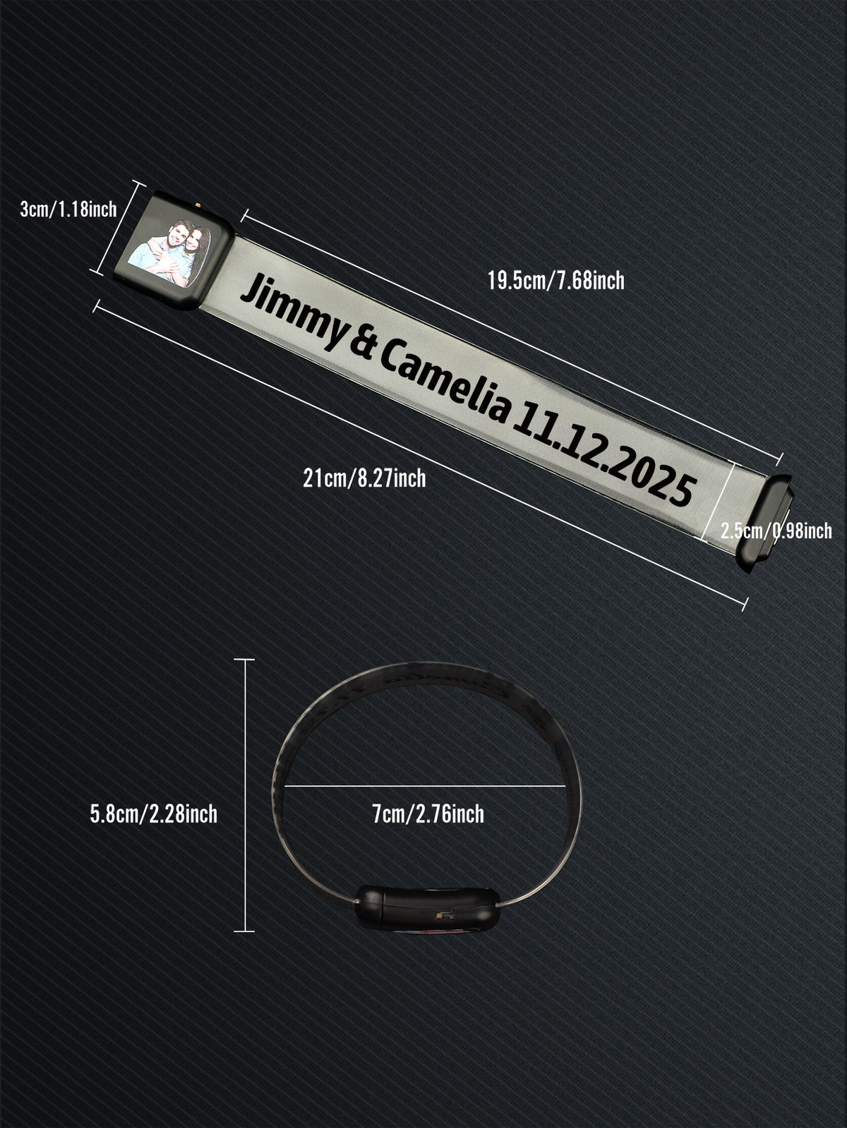 Personalized Photo & Text Glow Bracelets with Photo LED Bracelets Party Supplies for Wedding Birthdays Concerts