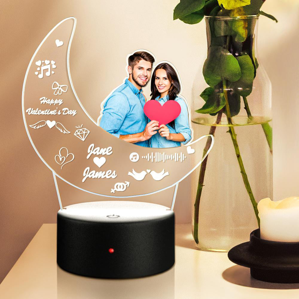 Personalizowana szklana lampka nocna z grawerem zdjęcia na prezent dla niej