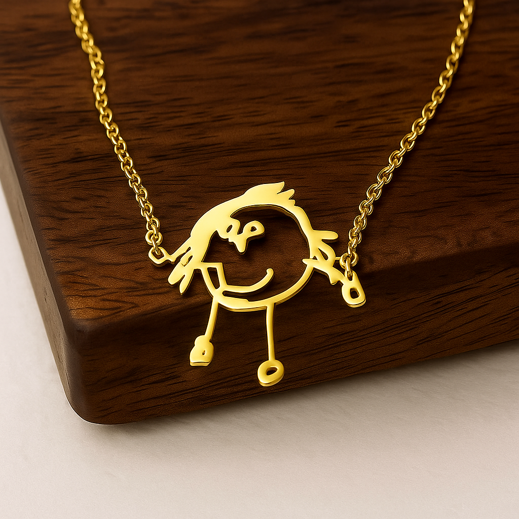 Personalized Line Art Necklace – Custom Pendant Made from Your Drawing