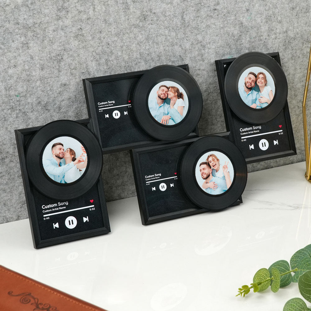 Personalizowana dekoracja ścienna z winylową płytą i zdjęciem dla ukochanej osoby