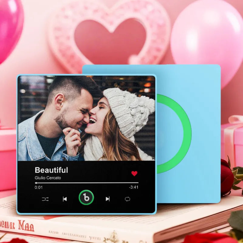 Personalizowany magnes na lodówkę z muzyką i zdjęciem, prezent na Walentynki