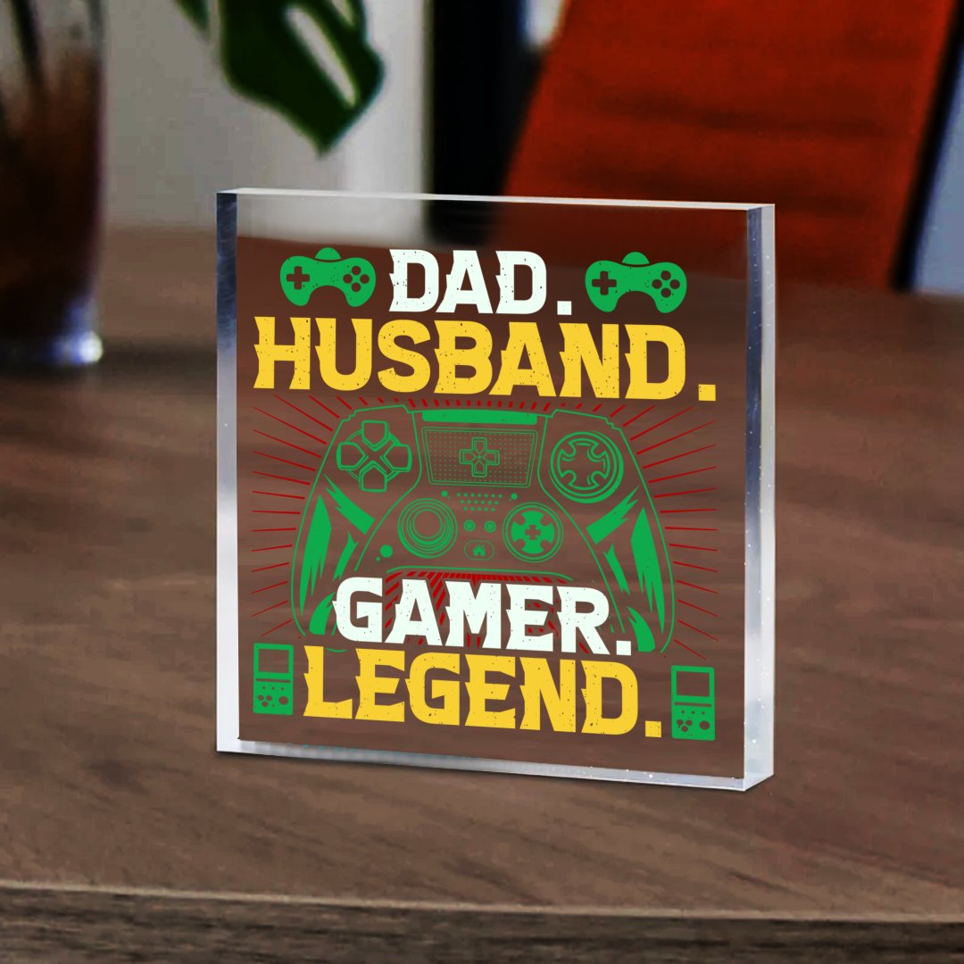 Prezenty Dla Gamerów Szkło kwadratowe Dad. Husband. Gamer. Legend.