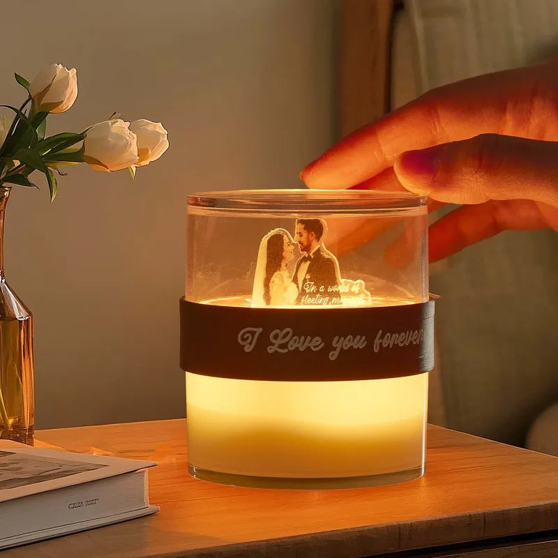Personalizowana lampka nocna w kształcie klepsydry na rocznicę prezent dla niej