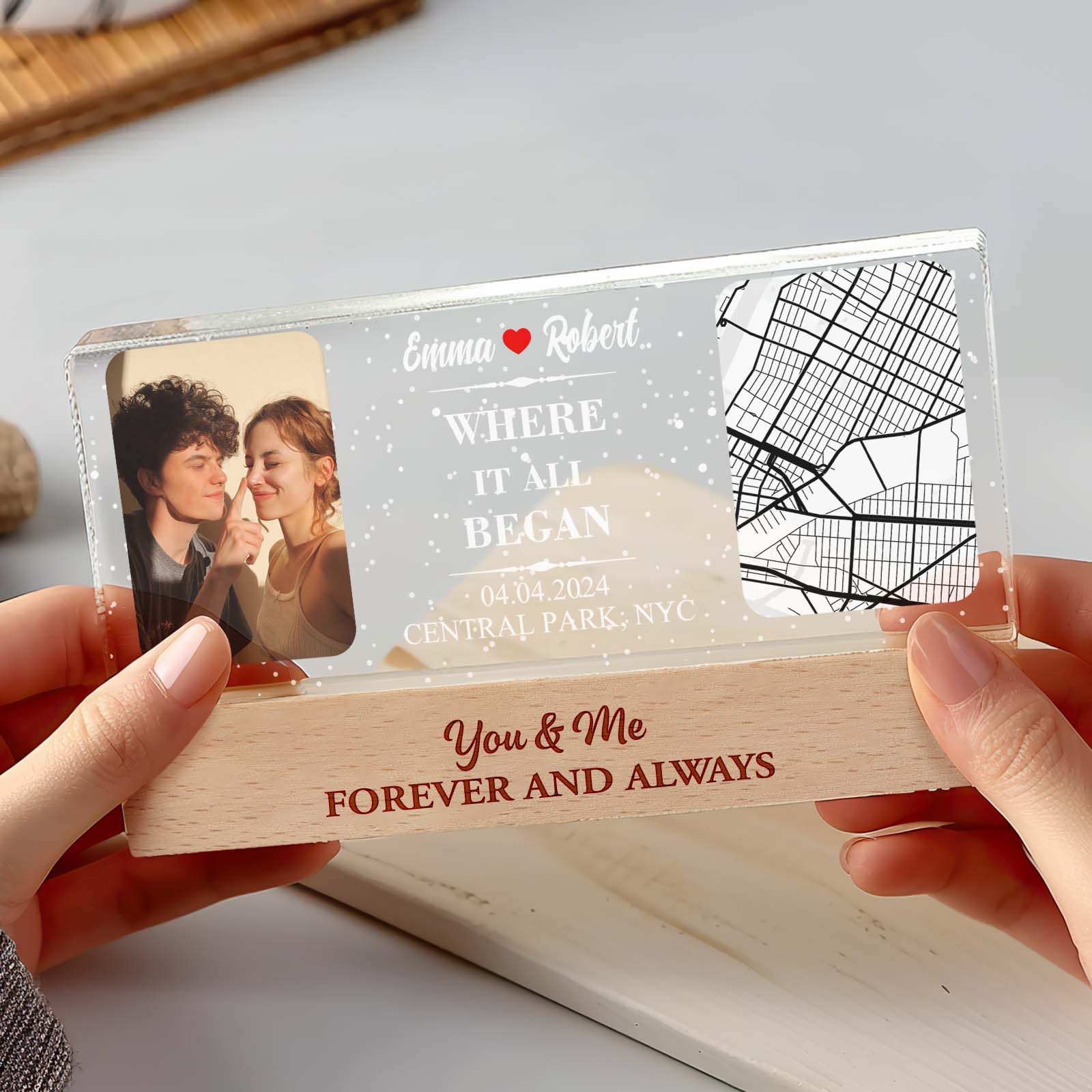 Personalizowana lampka nocna z zdjęciem, prezent dla ukochanej na rocznicę