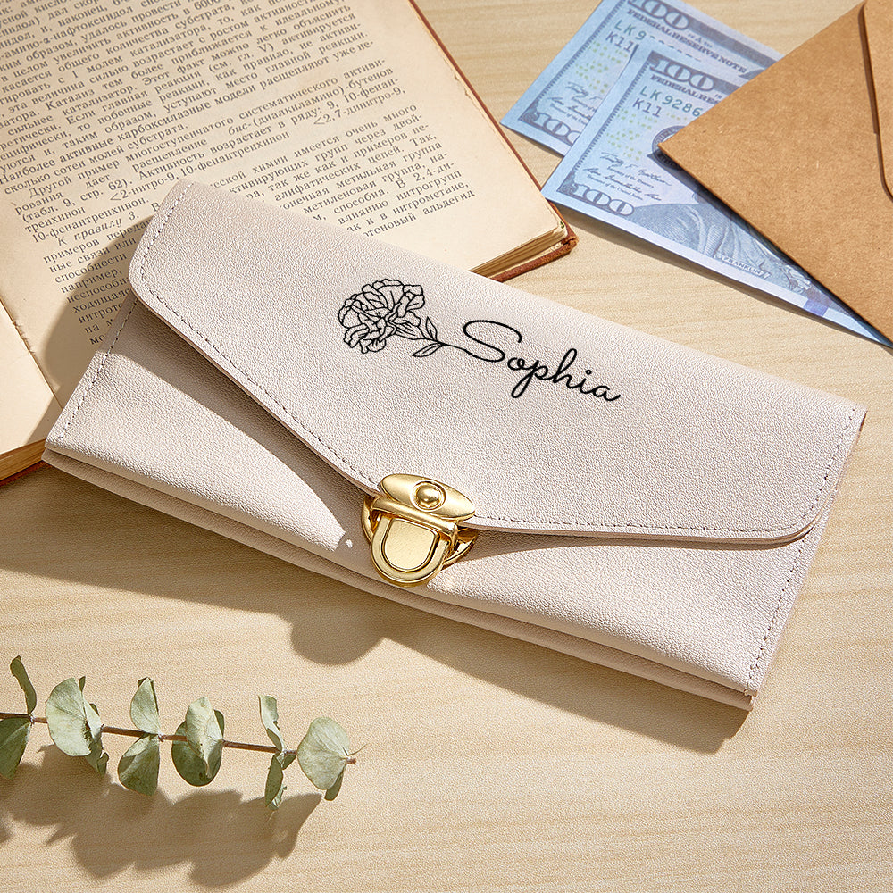 Portfel na Dzień Babci - prezent dla babci z imieniem i kwiatem urodzinowym