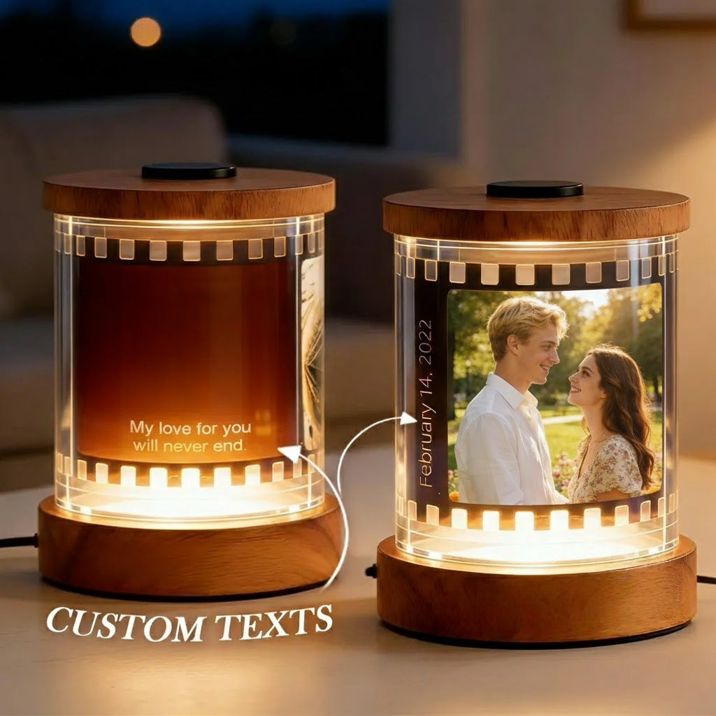Personalizowana lampka nocna z filmem i tekstem na Walentynki dla niej