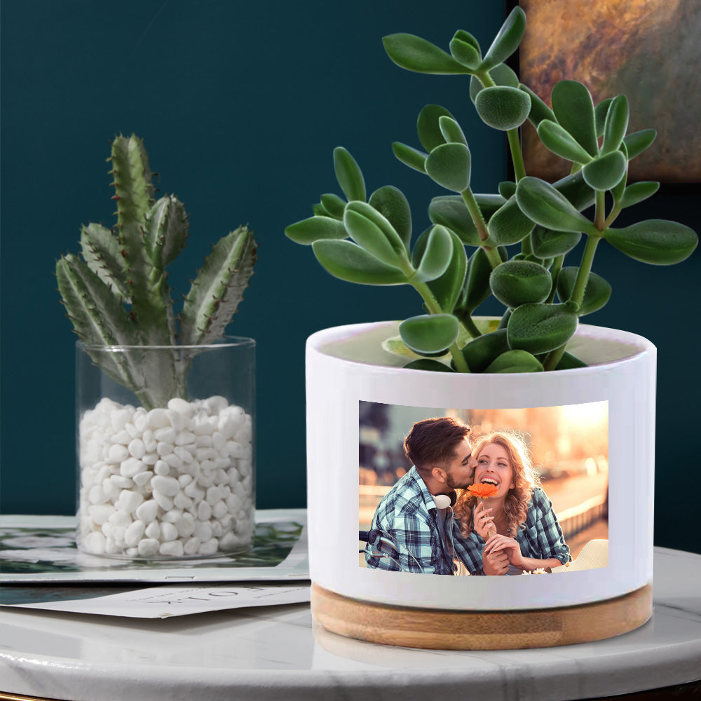 Ceramiczny doniczkowy kwiatek z personalizacją na Dzień Babci - prezent dla babci