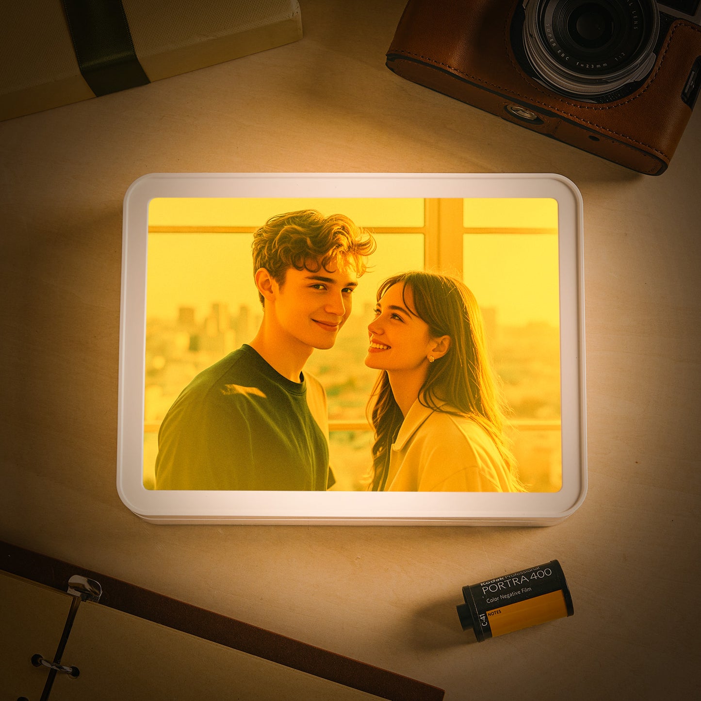 Personalizowany głośnik Bluetooth z lustrem i lampą na prezent świąteczny