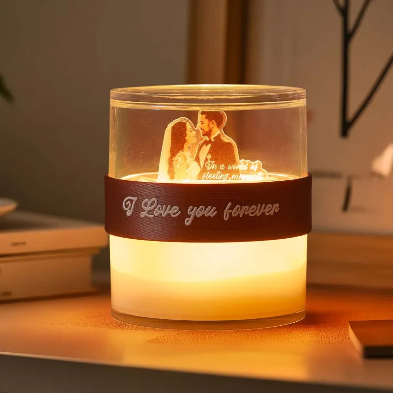 Personalizowana lampka nocna w kształcie klepsydry na rocznicę prezent dla niej