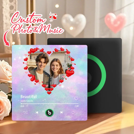 Personalizowany magnes na lodówkę z muzyką i zdjęciem na Walentynki