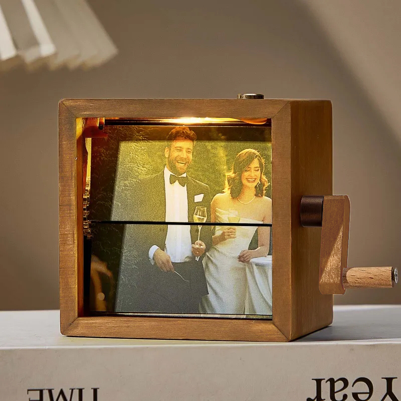 Personalizowany Flipbook z Ramką na Zdjęcia Ręcznie Napędzany Zestaw Albumu ze Światłem z Wymiennymi Zdjęciami
