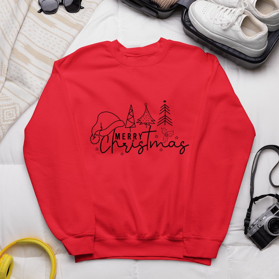 Bluza Unisex Merry Christmas Tree Line Christmas