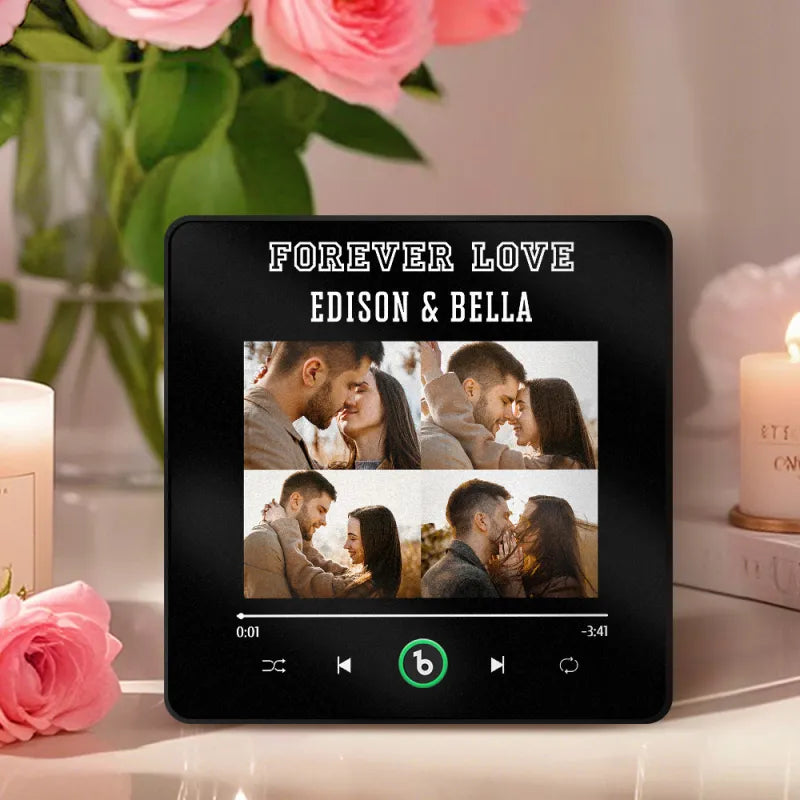 Personalizowany magnes na lodówkę z muzyką i zdjęciami na Walentynki dla pary