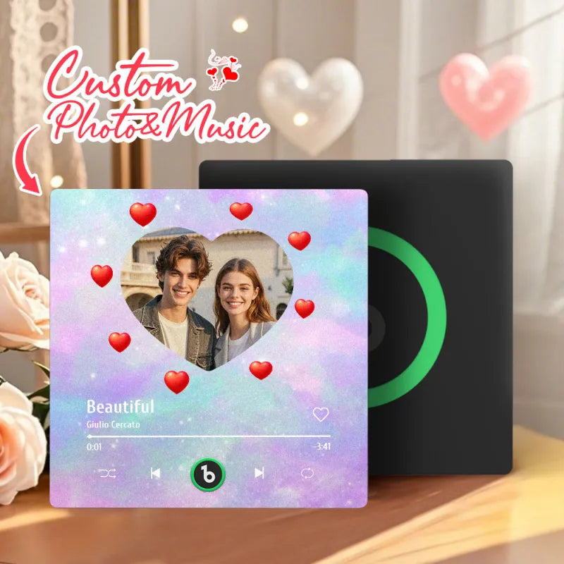Personalizowany magnes na lodówkę z muzyką serce prezent na Walentynki