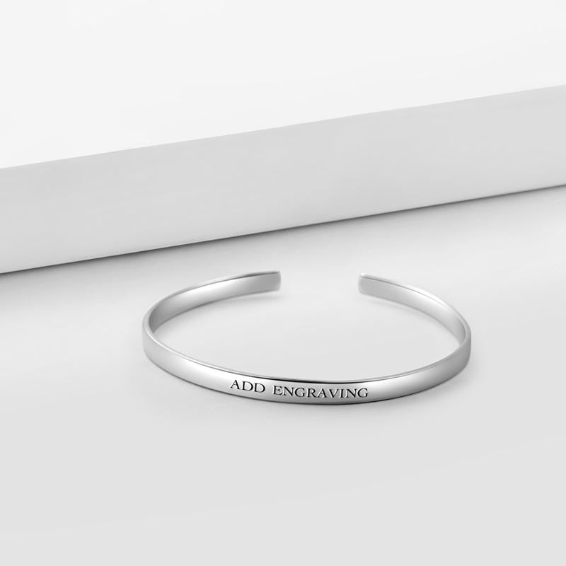 Custom Text Engraved Bangle Women's Cuff Bracelet