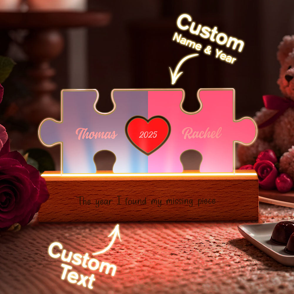 Personalizowana lampka LED z imionami dla pary na prezent dla ukochanej
