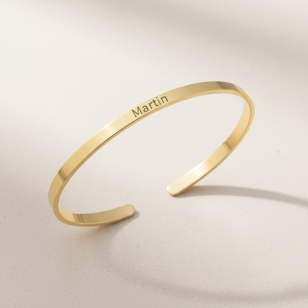 Custom 14k Gold Bangle Stainless Steel Engravable Cuff Bracelets