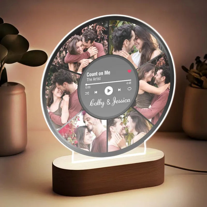 Personalizowana lampka LED z kolażem zdjęć dla pary na rocznicę lub ślub