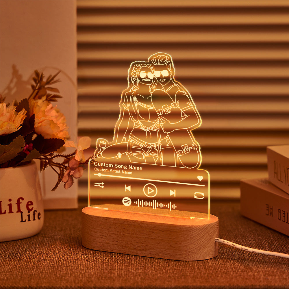 Personalizowana lampka nocna z muzyką i portretem dla zakochanych na prezent