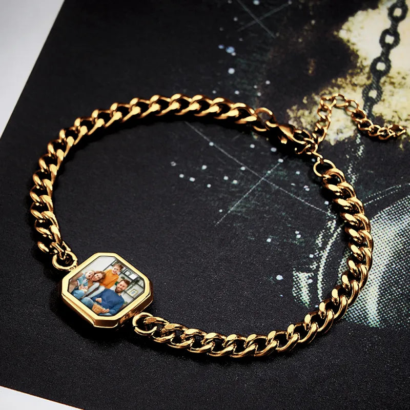 Personalized Temperature-Sensitive Photo Bracelet Magic Photo Men's Bracelet Which Changes Color With Temperature Best Gift For Him