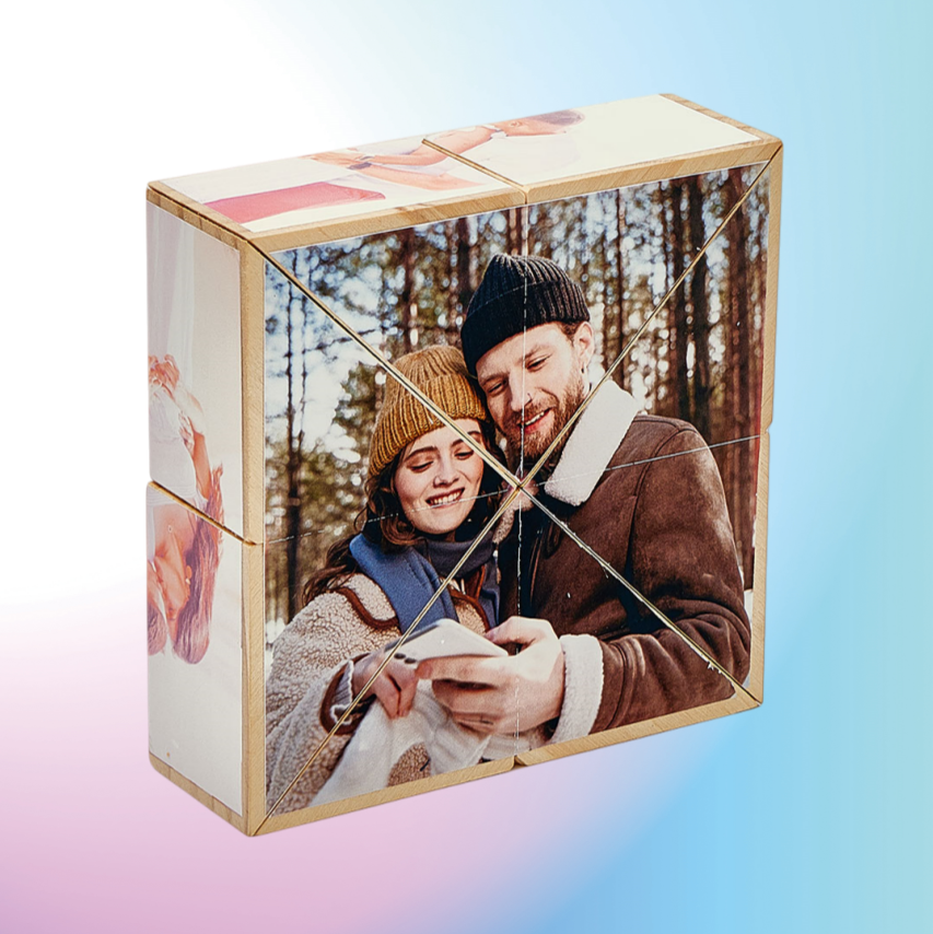 Personalizowana kostka ze zdjęciami na prezent świąteczny dla bliskich