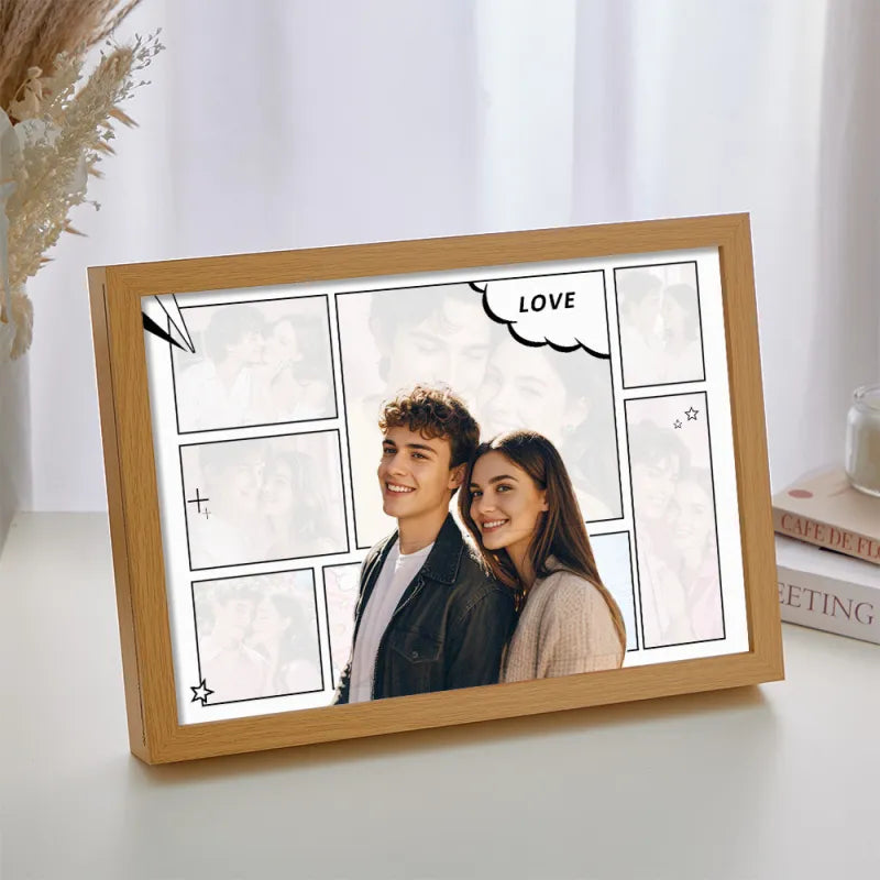 Personalizowana lampa z kolażem zdjęć dla pary na rocznicę lub walentynki