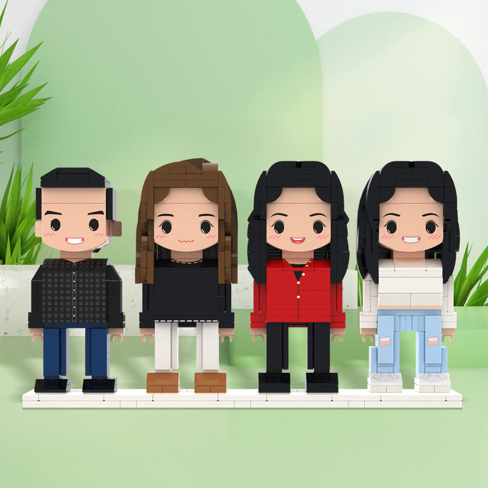 Full Body Customizable 4 People Photo Custom Cute Brick Figures Small Particle Block Perfect Christmas Gifts for Family Friends