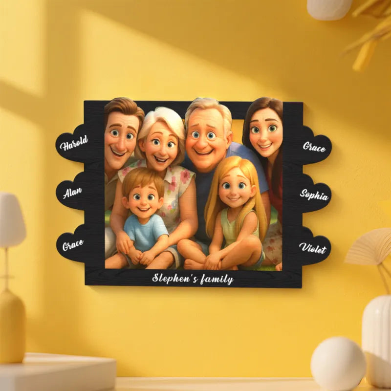 Personalized Cartoon Style Heart-Shaped Name Photo Frame Best Anniversary Birthday Family Holiday Gift