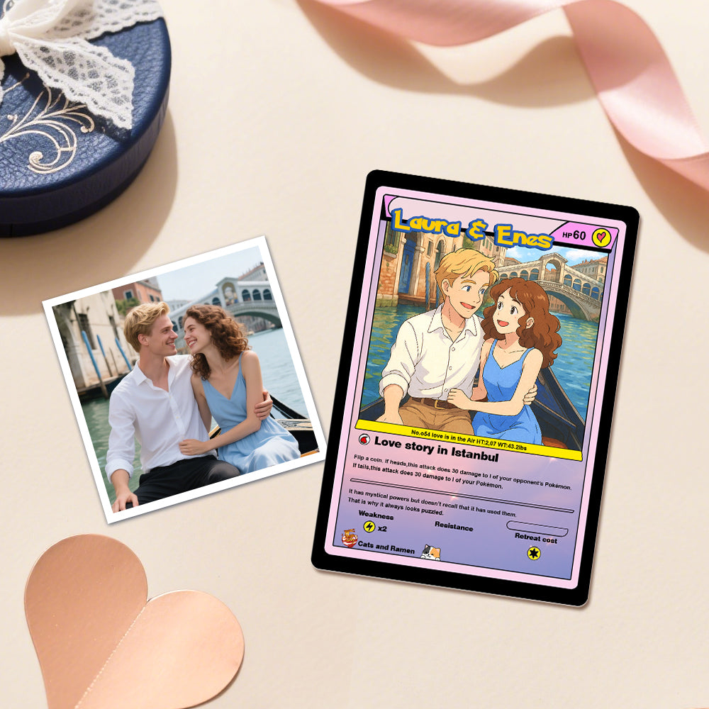Personalizowana karta Pokemon dla pary na Walentynki, rocznicę, prezent