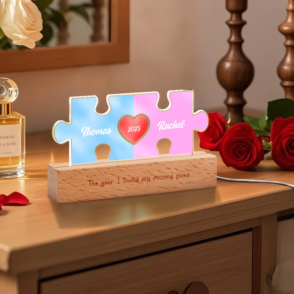 Personalizowana lampka LED z imionami dla pary na prezent dla ukochanej