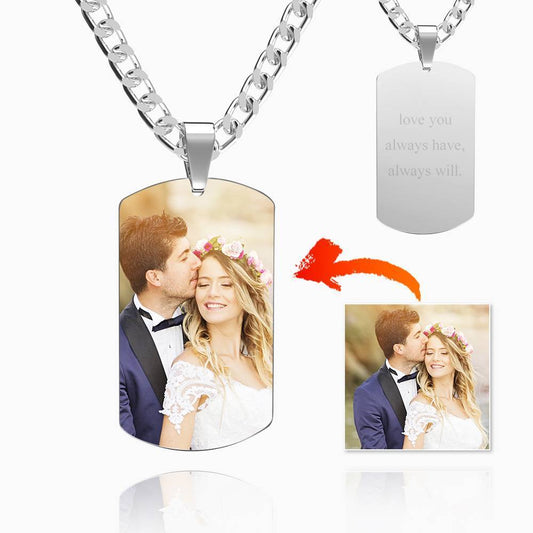 Naszyjnik Wojskowy Dog Tags ze Zdjęciem dla Mężczyzn