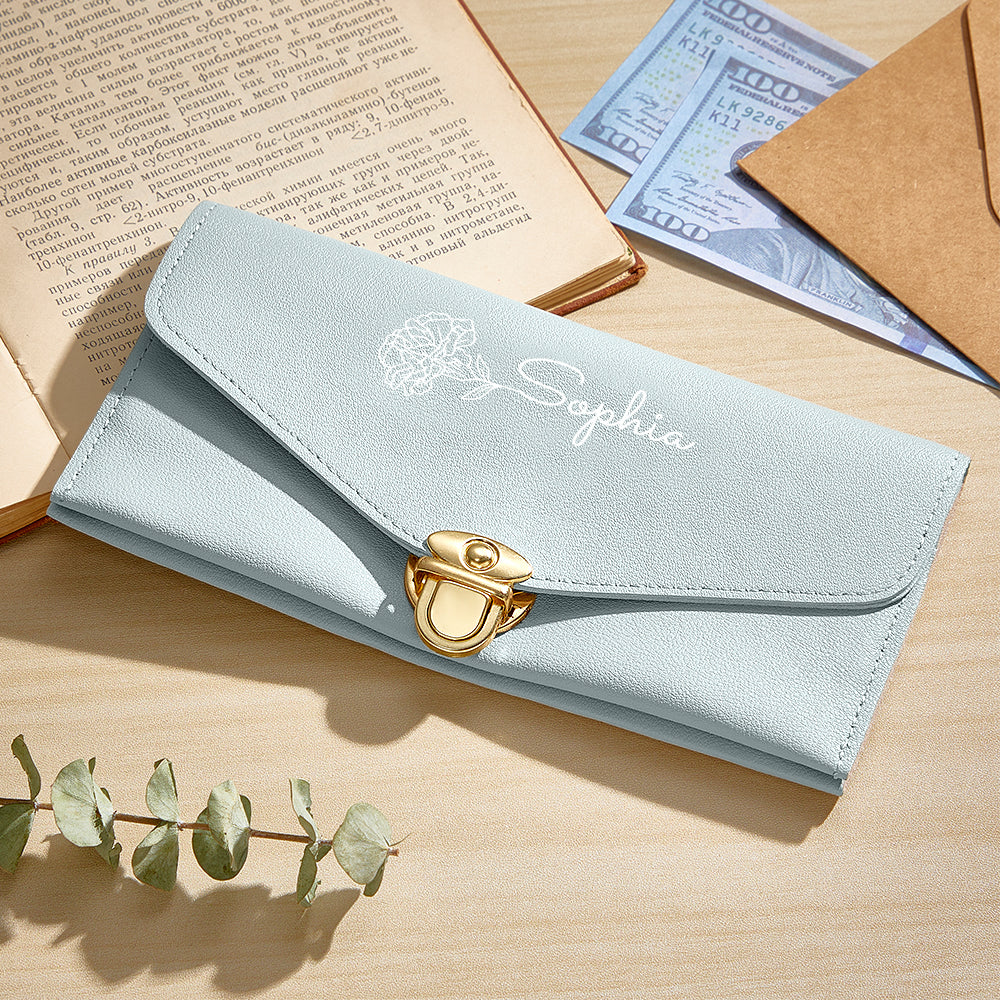 Portfel na Dzień Babci - prezent dla babci z imieniem i kwiatem urodzinowym