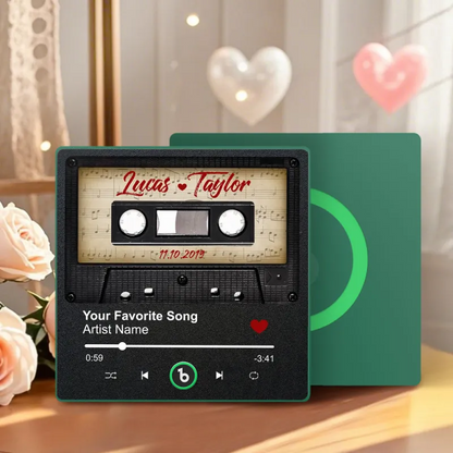 Personalizowany magnes na lodówkę w kształcie kasety na rocznicę dla pary