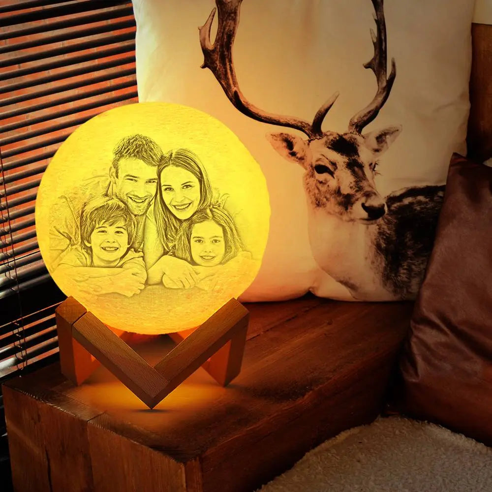 Personalizowana lampa księżycowa 3D z zdjęciem - idealny prezent na Święta